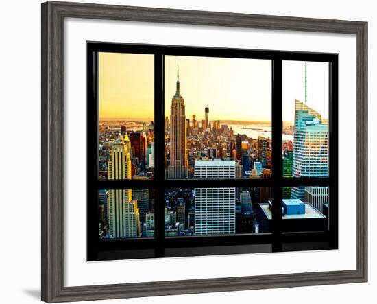 Window View, Special Series, Sunset, Empire State Building, Manhattan, New York, United States-Philippe Hugonnard-Framed Photographic Print