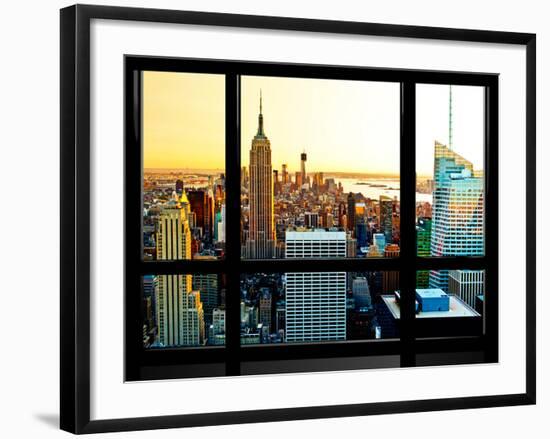 Window View, Special Series, Sunset, Empire State Building, Manhattan, New York, United States-Philippe Hugonnard-Framed Photographic Print