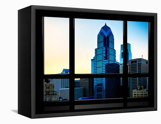 Window View, Special Series, Sunset Philly Skyscrapers View, Philadelphia, Pennsylvania, US, USA-Philippe Hugonnard-Framed Premier Image Canvas