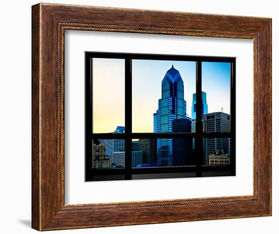 Window View, Special Series, Sunset Philly Skyscrapers View, Philadelphia, Pennsylvania, US, USA-Philippe Hugonnard-Framed Photographic Print