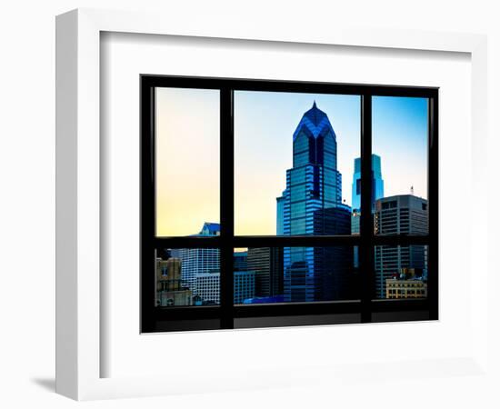 Window View, Special Series, Sunset Philly Skyscrapers View, Philadelphia, Pennsylvania, US, USA-Philippe Hugonnard-Framed Photographic Print