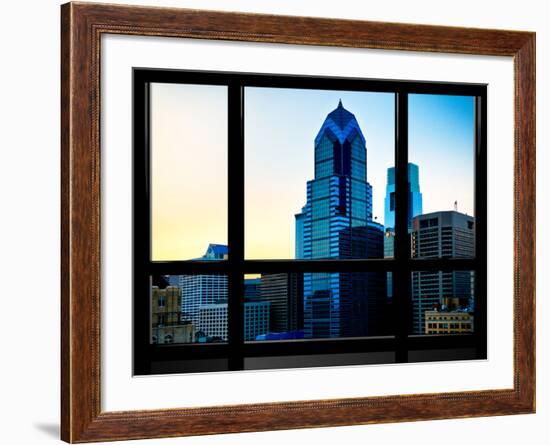 Window View, Special Series, Sunset Philly Skyscrapers View, Philadelphia, Pennsylvania, US, USA-Philippe Hugonnard-Framed Photographic Print