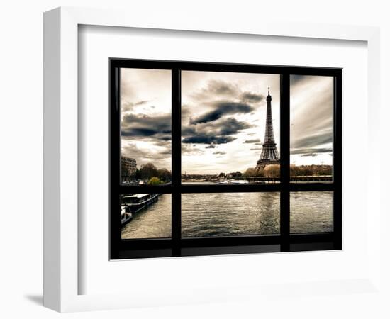 Window View, Special Series, the Eiffel Tower and Seine River Views, Paris, France, Europe-Philippe Hugonnard-Framed Photographic Print