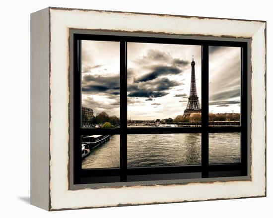 Window View, Special Series, the Eiffel Tower and Seine River Views, Paris, France, Europe-Philippe Hugonnard-Framed Premier Image Canvas