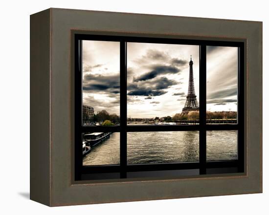 Window View, Special Series, the Eiffel Tower and Seine River Views, Paris, France, Europe-Philippe Hugonnard-Framed Premier Image Canvas