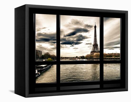 Window View, Special Series, the Eiffel Tower and Seine River Views, Paris, France, Europe-Philippe Hugonnard-Framed Premier Image Canvas