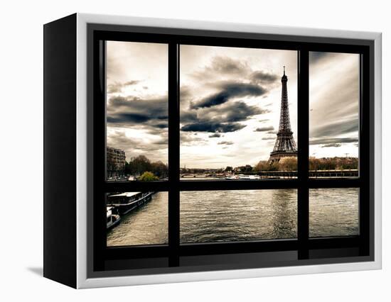 Window View, Special Series, the Eiffel Tower and Seine River Views, Paris, France, Europe-Philippe Hugonnard-Framed Premier Image Canvas