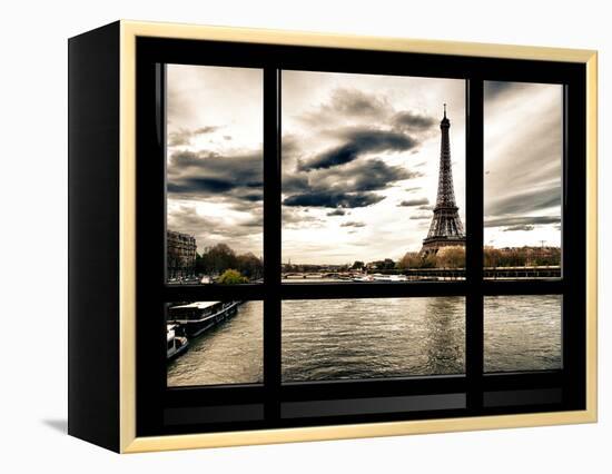 Window View, Special Series, the Eiffel Tower and Seine River Views, Paris, France, Europe-Philippe Hugonnard-Framed Premier Image Canvas