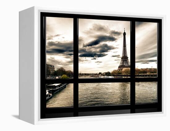 Window View, Special Series, the Eiffel Tower and Seine River Views, Paris, France, Europe-Philippe Hugonnard-Framed Premier Image Canvas