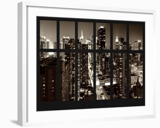 Window View - Times Square and 42nd Street - the Empire State Building - Manhattan - New York City-Philippe Hugonnard-Framed Photographic Print