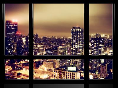 Window View Urban Landscape By Night Misty View New Yorker Hotel View Midtown Manhattan Nyc Photographic Print Philippe Hugonnard Art Com