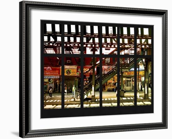 Window View - Urban Street Scene - Marcy Avenue Subway Station - Williamsburg - Brooklyn - NYC-Philippe Hugonnard-Framed Photographic Print