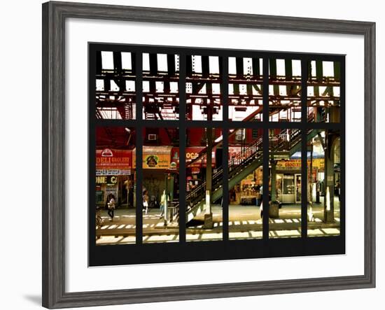 Window View - Urban Street Scene - Marcy Avenue Subway Station - Williamsburg - Brooklyn - NYC-Philippe Hugonnard-Framed Photographic Print