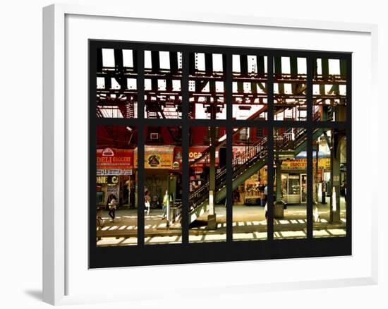 Window View - Urban Street Scene - Marcy Avenue Subway Station - Williamsburg - Brooklyn - NYC-Philippe Hugonnard-Framed Photographic Print