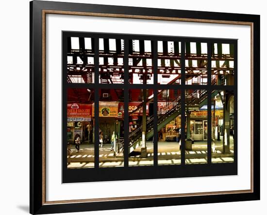 Window View - Urban Street Scene - Marcy Avenue Subway Station - Williamsburg - Brooklyn - NYC-Philippe Hugonnard-Framed Photographic Print