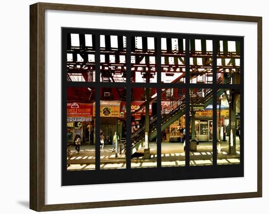 Window View - Urban Street Scene - Marcy Avenue Subway Station - Williamsburg - Brooklyn - NYC-Philippe Hugonnard-Framed Photographic Print