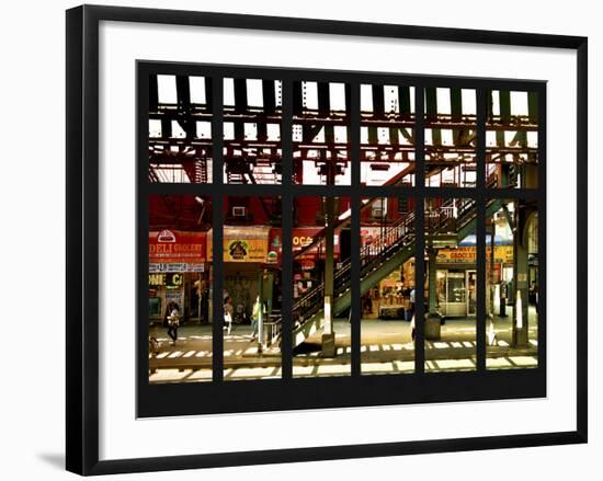 Window View - Urban Street Scene - Marcy Avenue Subway Station - Williamsburg - Brooklyn - NYC-Philippe Hugonnard-Framed Photographic Print