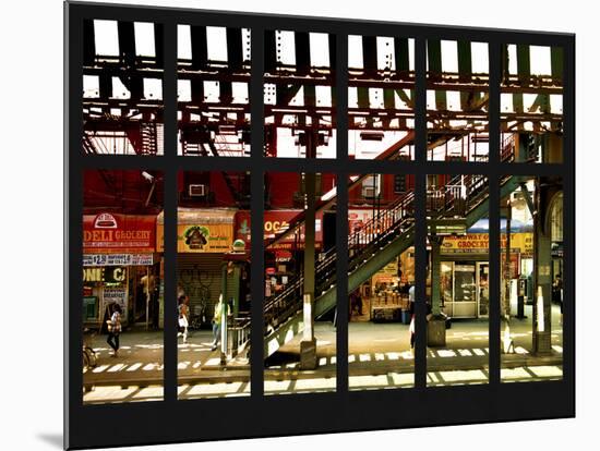Window View - Urban Street Scene - Marcy Avenue Subway Station - Williamsburg - Brooklyn - NYC-Philippe Hugonnard-Mounted Photographic Print