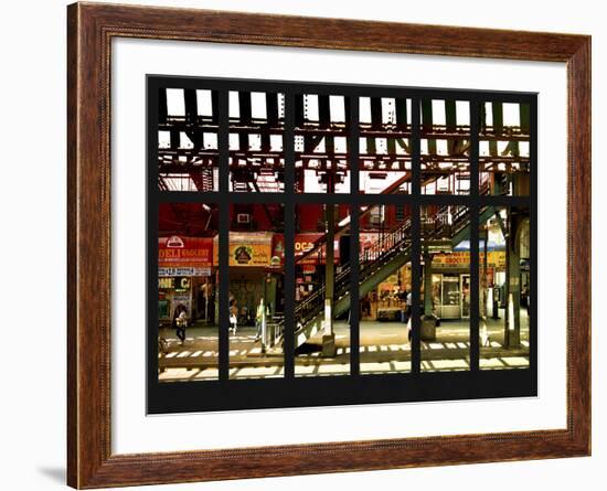 Window View - Urban Street Scene - Marcy Avenue Subway Station - Williamsburg - Brooklyn - NYC-Philippe Hugonnard-Framed Photographic Print