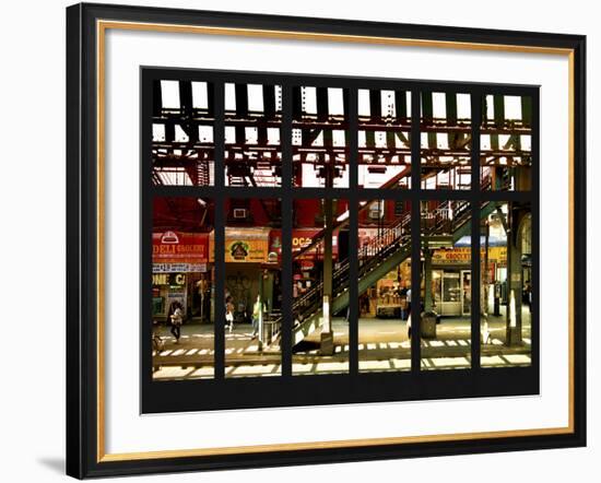 Window View - Urban Street Scene - Marcy Avenue Subway Station - Williamsburg - Brooklyn - NYC-Philippe Hugonnard-Framed Photographic Print