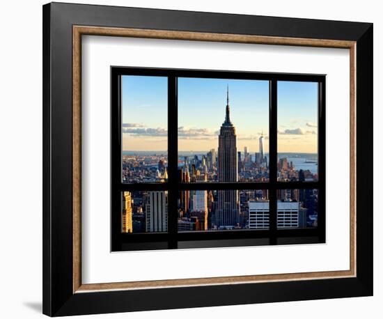 Window View, View Towards Downtown at Sunset, Manhattan, Hudson River, New York-Philippe Hugonnard-Framed Photographic Print