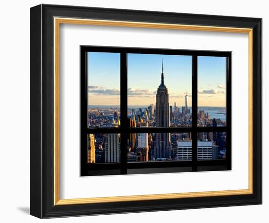 Window View, View Towards Downtown at Sunset, Manhattan, Hudson River, New York-Philippe Hugonnard-Framed Photographic Print