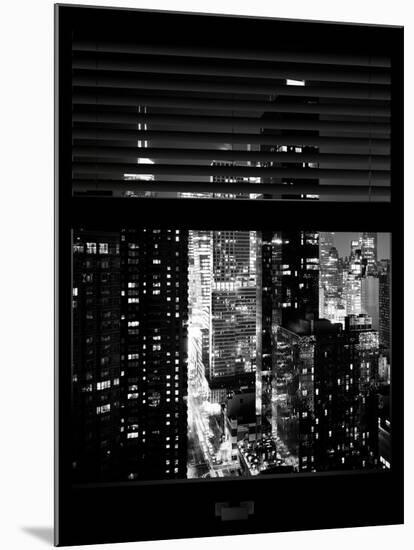 Window View with Venetian Blinds: 42nd Street - Theater District and Times Square-Philippe Hugonnard-Mounted Photographic Print