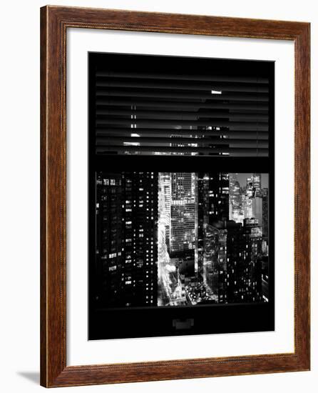 Window View with Venetian Blinds: 42nd Street - Theater District and Times Square-Philippe Hugonnard-Framed Photographic Print