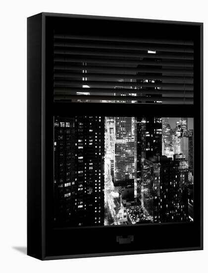 Window View with Venetian Blinds: 42nd Street - Theater District and Times Square-Philippe Hugonnard-Framed Premier Image Canvas