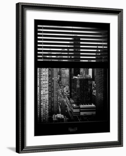 Window View with Venetian Blinds: 42nd Street with the Empire State Building and Times Square-Philippe Hugonnard-Framed Photographic Print