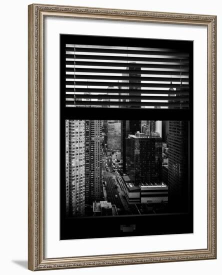 Window View with Venetian Blinds: 42nd Street with the Empire State Building and Times Square-Philippe Hugonnard-Framed Photographic Print