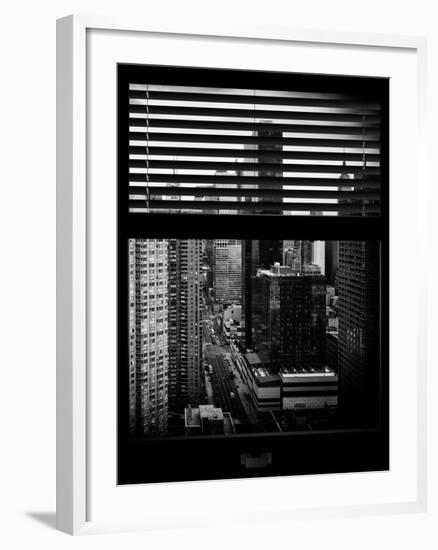 Window View with Venetian Blinds: 42nd Street with the Empire State Building and Times Square-Philippe Hugonnard-Framed Photographic Print