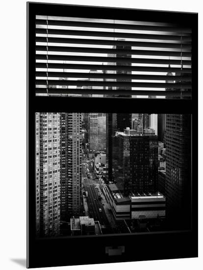 Window View with Venetian Blinds: 42nd Street with the Empire State Building and Times Square-Philippe Hugonnard-Mounted Photographic Print