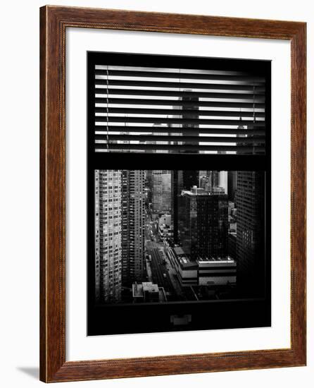 Window View with Venetian Blinds: 42nd Street with the Empire State Building and Times Square-Philippe Hugonnard-Framed Photographic Print