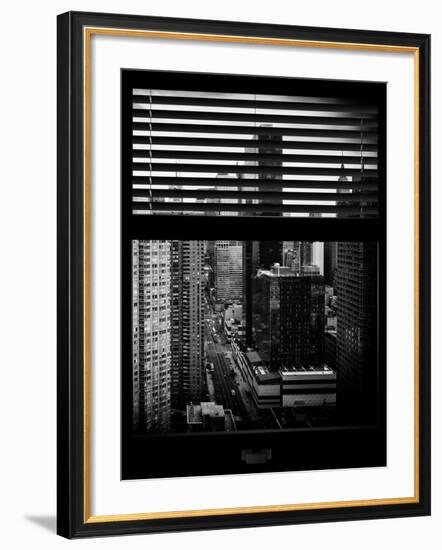 Window View with Venetian Blinds: 42nd Street with the Empire State Building and Times Square-Philippe Hugonnard-Framed Photographic Print