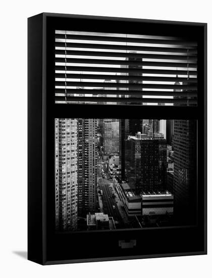 Window View with Venetian Blinds: 42nd Street with the Empire State Building and Times Square-Philippe Hugonnard-Framed Premier Image Canvas