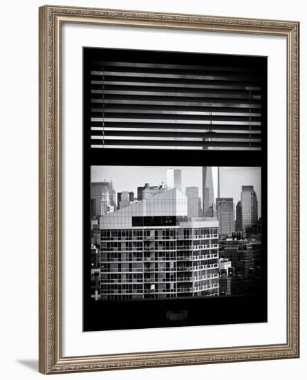 Window View with Venetian Blinds: Cityscape Manhattan with One World Trade Center (1 WTC)-Philippe Hugonnard-Framed Photographic Print