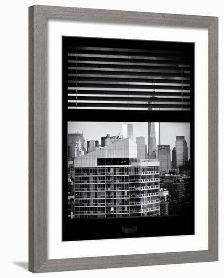 Window View with Venetian Blinds: Cityscape Manhattan with One World Trade Center (1 WTC)-Philippe Hugonnard-Framed Photographic Print