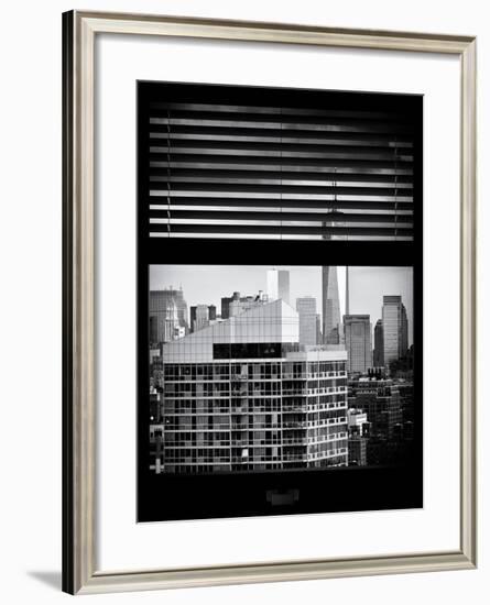 Window View with Venetian Blinds: Cityscape Manhattan with One World Trade Center (1 WTC)-Philippe Hugonnard-Framed Photographic Print