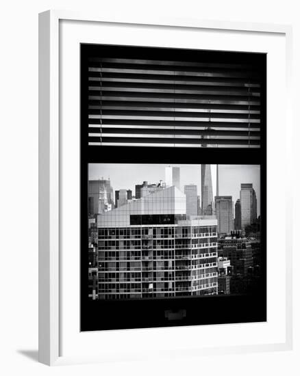 Window View with Venetian Blinds: Cityscape Manhattan with One World Trade Center (1 WTC)-Philippe Hugonnard-Framed Photographic Print