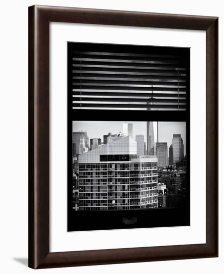 Window View with Venetian Blinds: Cityscape Manhattan with One World Trade Center (1 WTC)-Philippe Hugonnard-Framed Photographic Print