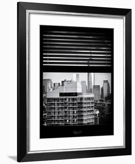 Window View with Venetian Blinds: Cityscape Manhattan with One World Trade Center (1 WTC)-Philippe Hugonnard-Framed Photographic Print