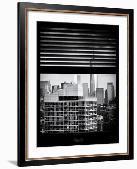 Window View with Venetian Blinds: Cityscape Manhattan with One World Trade Center (1 WTC)-Philippe Hugonnard-Framed Photographic Print