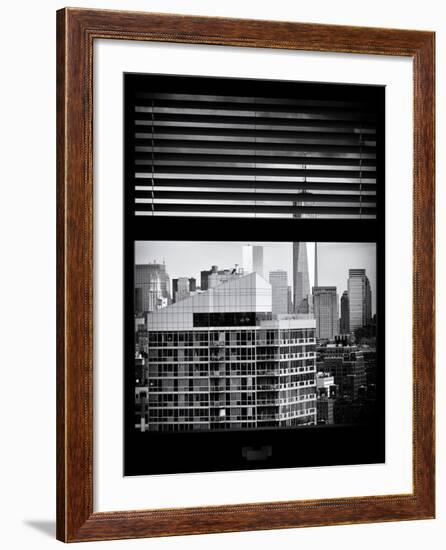 Window View with Venetian Blinds: Cityscape Manhattan with One World Trade Center (1 WTC)-Philippe Hugonnard-Framed Photographic Print