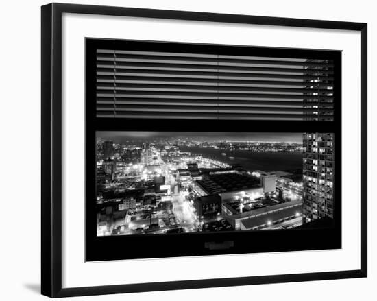 Window View with Venetian Blinds: Hudson River by Night - Manhattan-Philippe Hugonnard-Framed Photographic Print