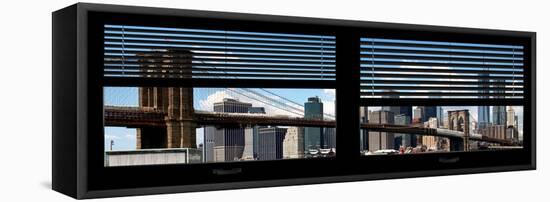 Window View with Venetian Blinds: New York City with One World Trade Center and East River-Philippe Hugonnard-Framed Premier Image Canvas