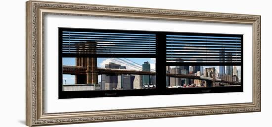 Window View with Venetian Blinds: New York City with One World Trade Center and East River-Philippe Hugonnard-Framed Photographic Print