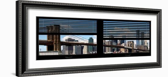 Window View with Venetian Blinds: New York City with One World Trade Center and East River-Philippe Hugonnard-Framed Photographic Print