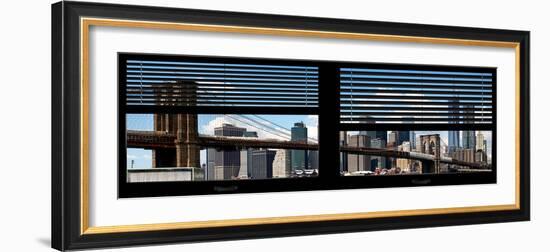 Window View with Venetian Blinds: New York City with One World Trade Center and East River-Philippe Hugonnard-Framed Photographic Print