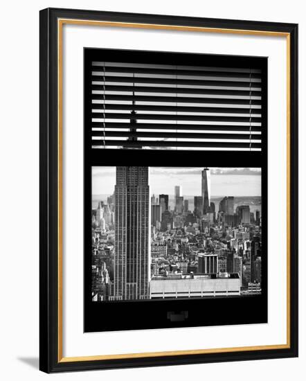 Window View with Venetian Blinds: New York Landscape-Philippe Hugonnard-Framed Photographic Print